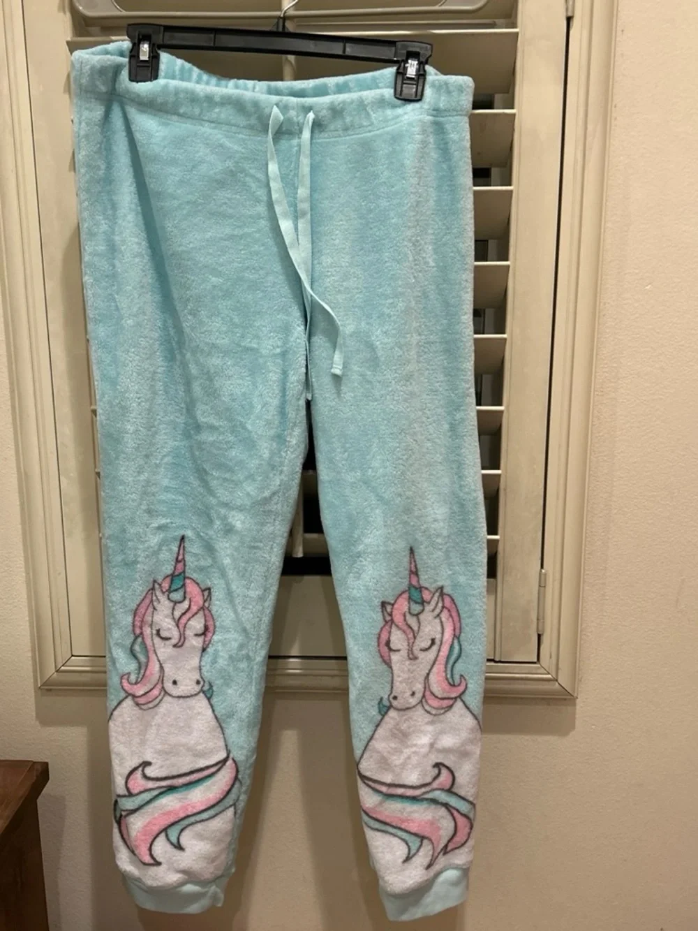 Justice Light Blue Plush Unicorn Joggers